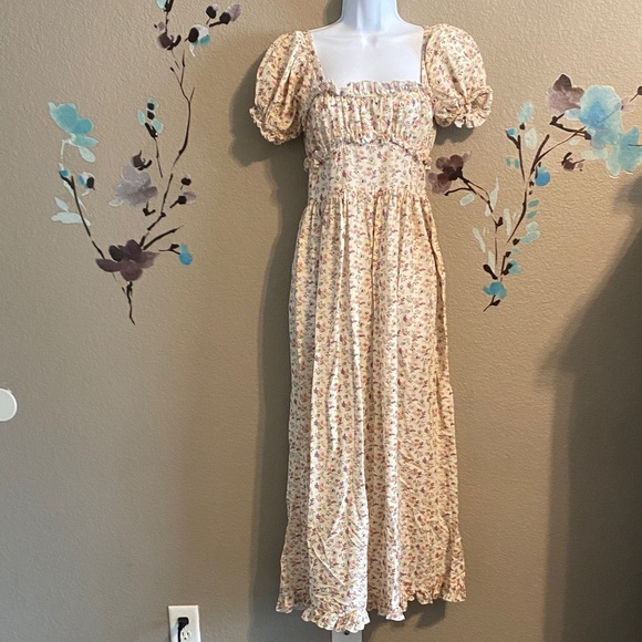 Doen Gia Midi dress in Ditsy floral print xs milkmaid romantic cottage prairie - Picture 2 of 13
